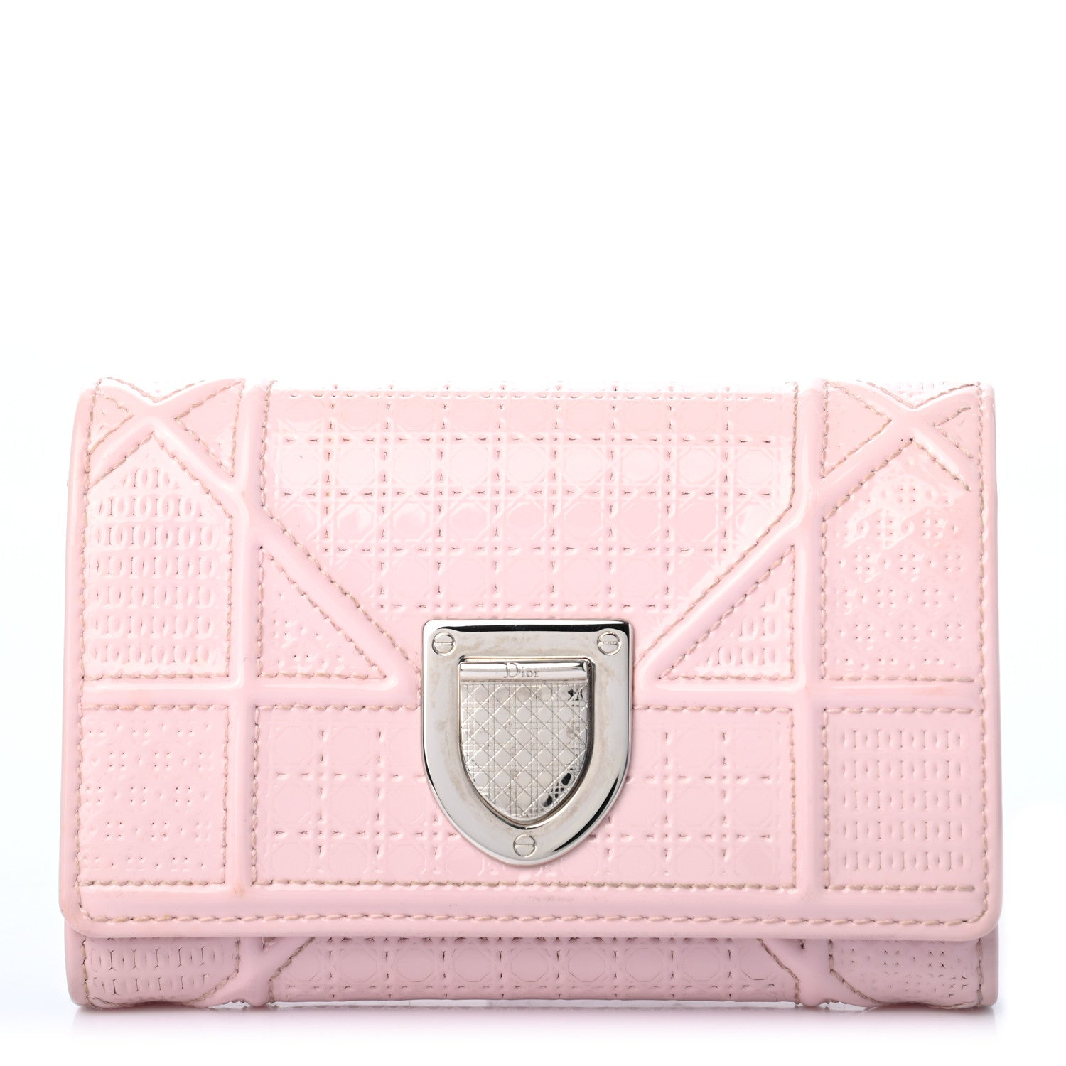 Christian Dior Patent Micro-Cannage Diorama Elancee Wallet Pink 1 of 8