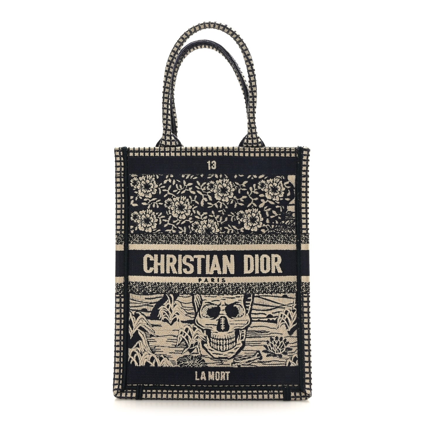 Embroidered La Mort Tarot Vertical Book Tote Blue