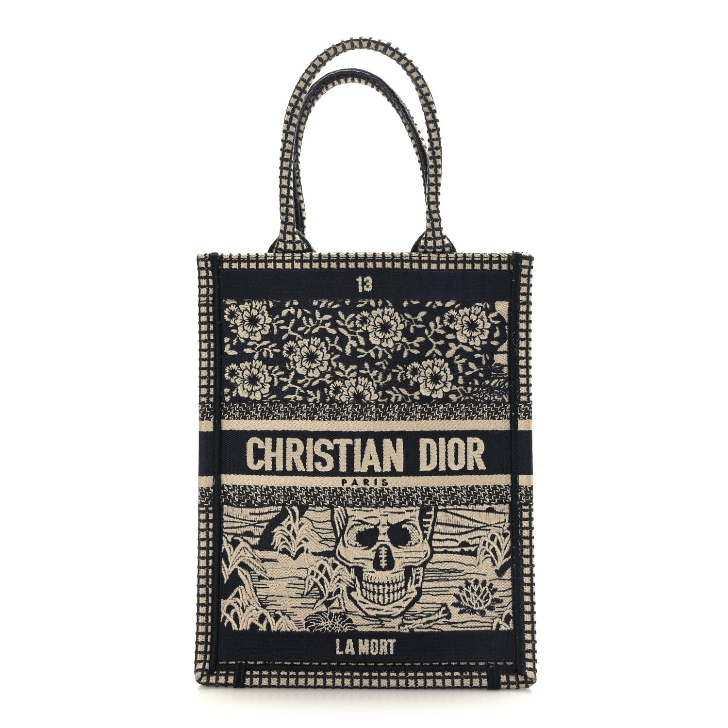 Christian Dior Embroidered La Mort Tarot Vertical Book Tote Blue 1 of 9