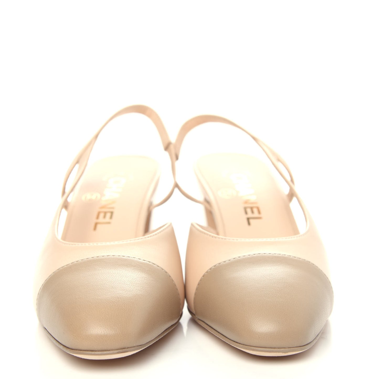 Lambskin Cap Toe CC Slingback Pump 36 Beige Dark Beige