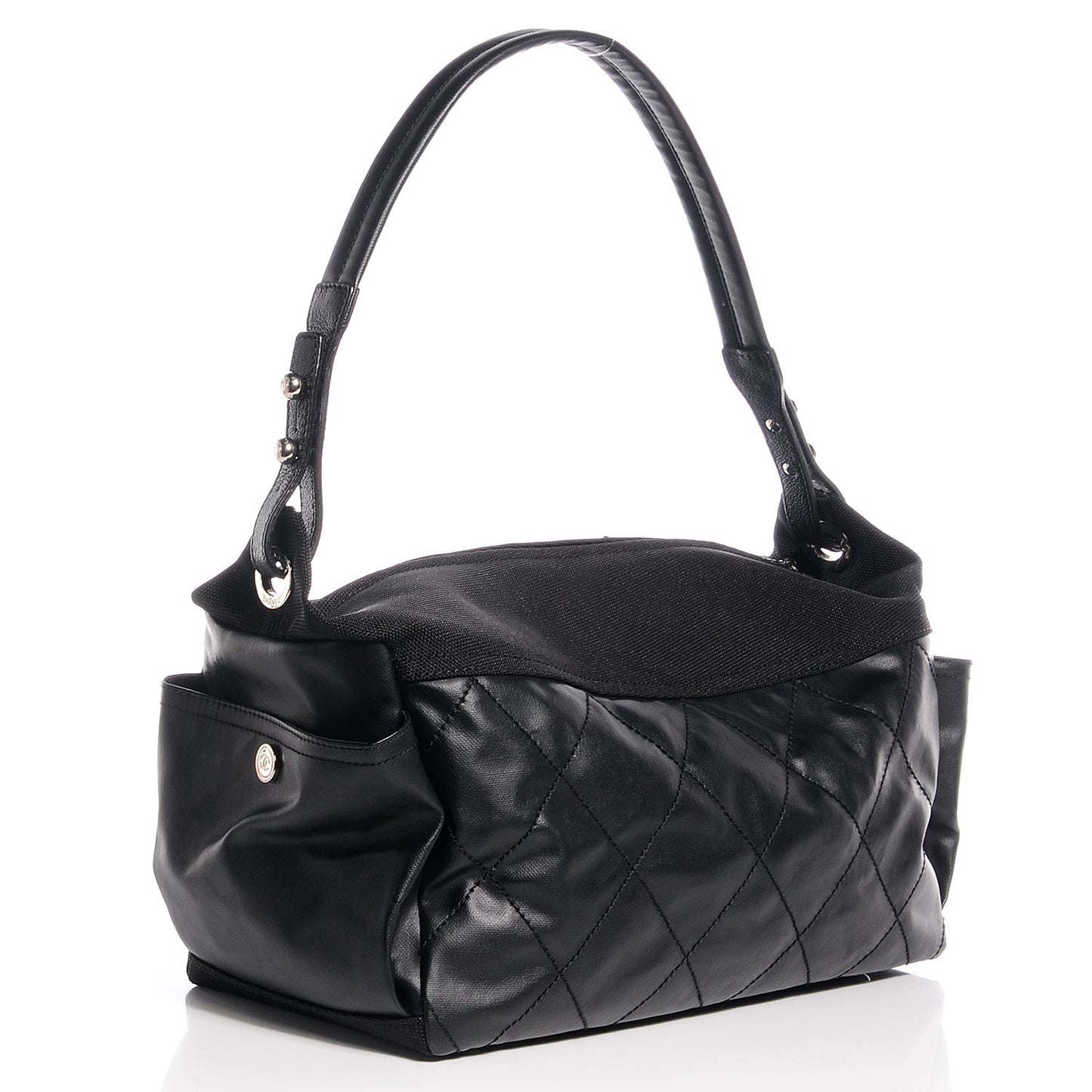 Coated Canvas Paris Biarritz Hobo Black