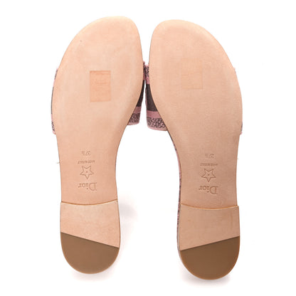 Christian Dior Canvas Toile De Jouy Embroidered Dway Flat Slide Sandals 37 Chateau Rose 6 of 10