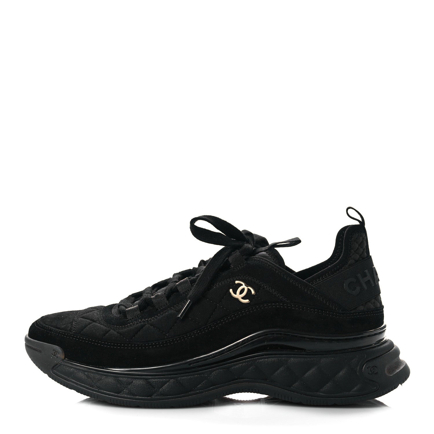 Chanel Suede Calfskin Mixed Fibers CC Sneakers 40 Black 1 of 10