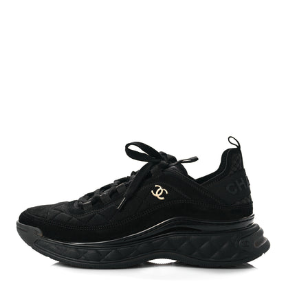 Chanel Suede Calfskin Mixed Fibers CC Sneakers 40 Black 1 of 10