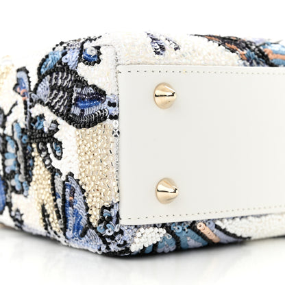 Christian Dior CHRISTIAN DIOR Calfskin Toile De Jouy Beaded Sequin Embroidered Small Mexico Lady Dior White Pastel Midnight Blue 8 of 9