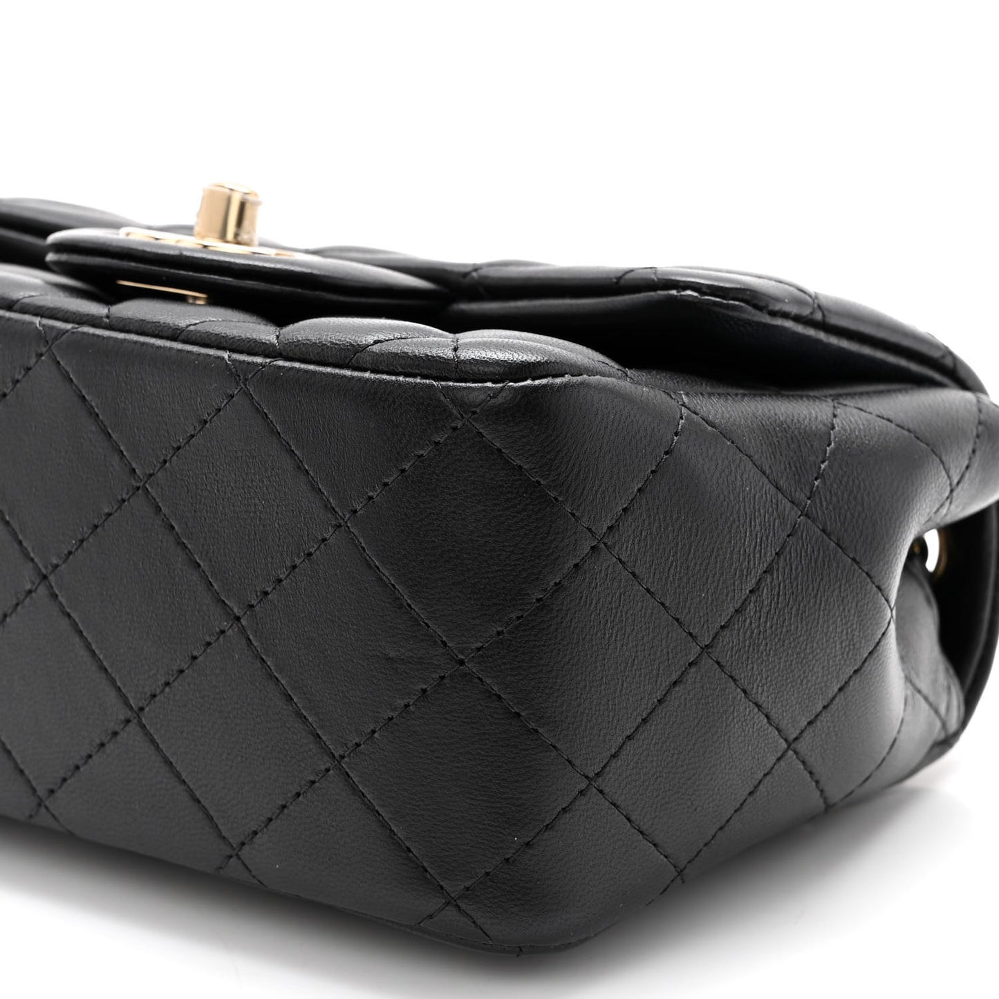 Lambskin Quilted Mini Square Flap Black