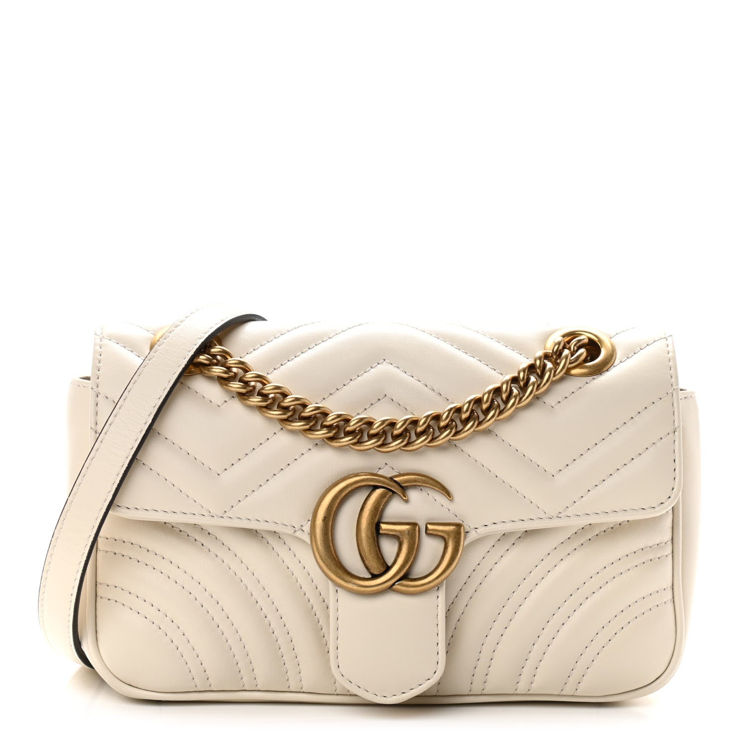 Gucci Calfskin Matelasse Mini GG Marmont Shoulder Bag White 1 of 11