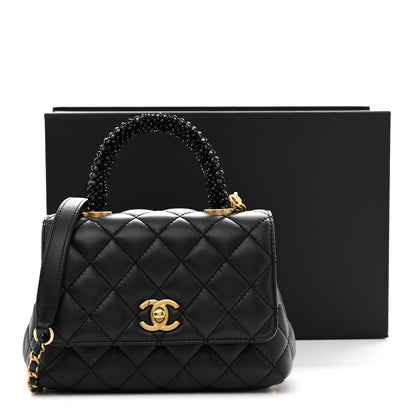 Chanel Calfskin Crystal Quilted Extra Mini Coco Handle Flap Black 11 of 11