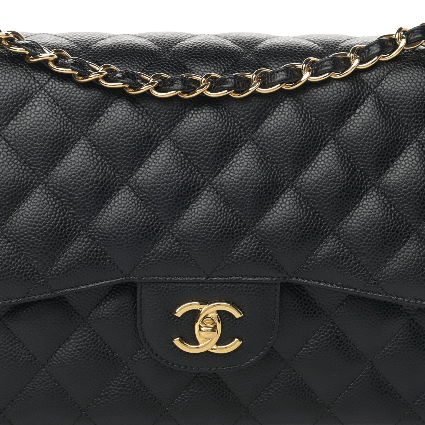 Caviar Quilted Jumbo Double Flap Black