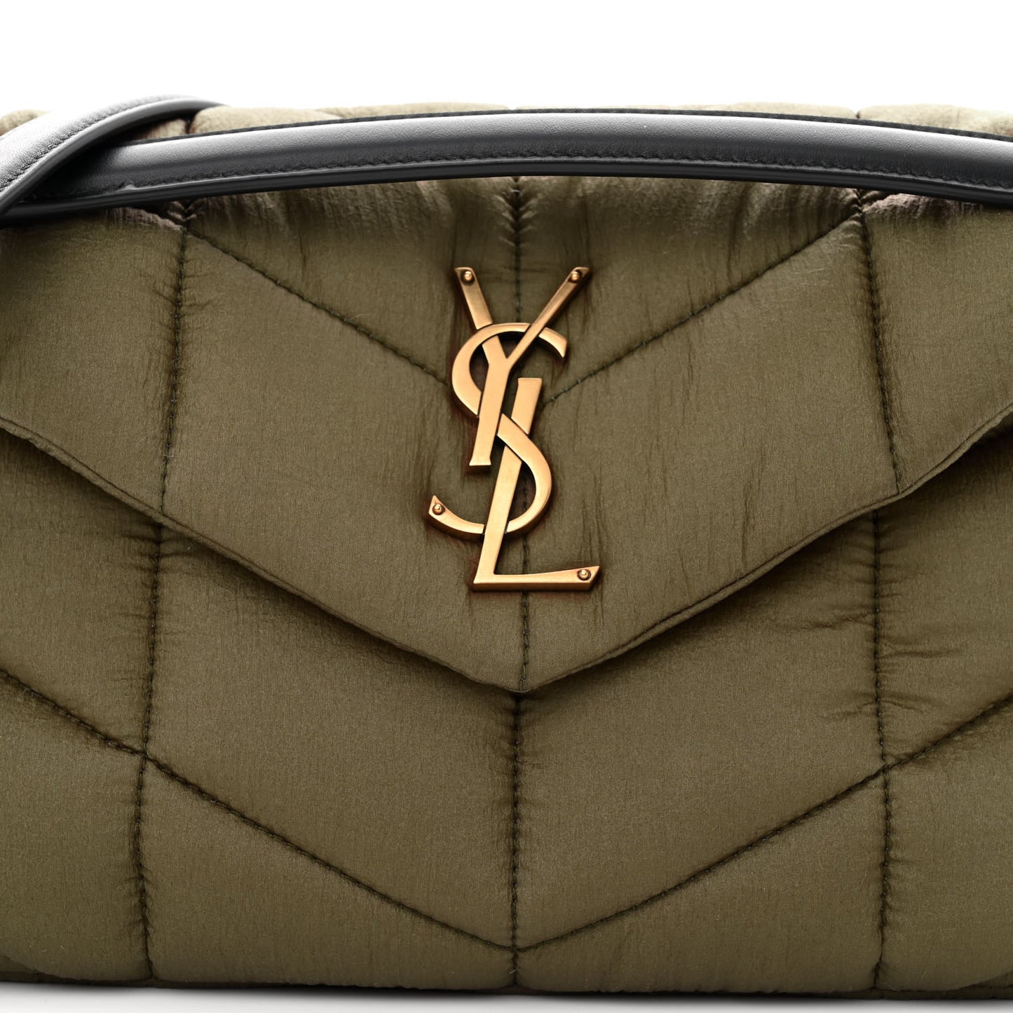 Nylon Quilted Small Loulou Puffer Monogram Chain Satchel Military Green