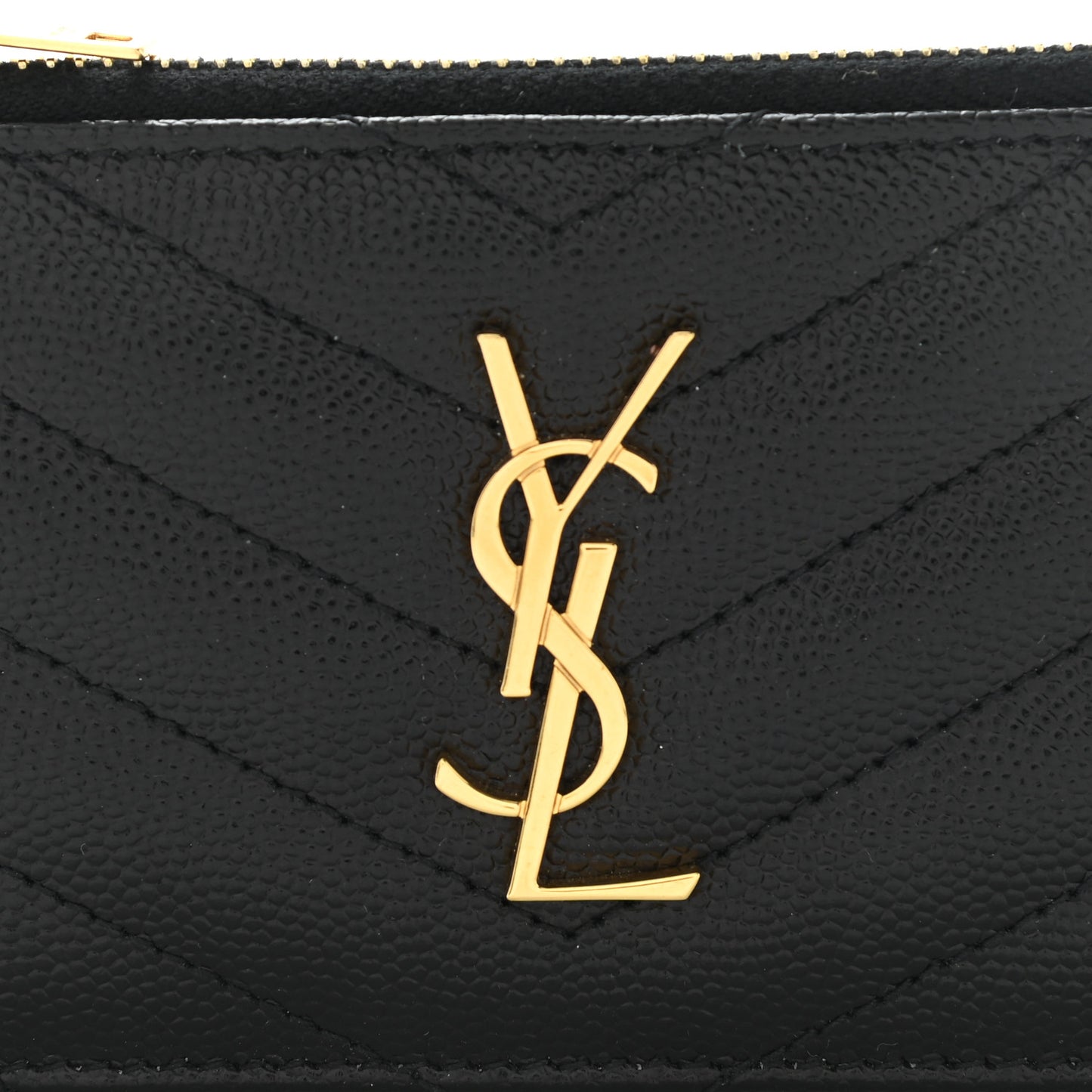 Grain De Poudre Matelasse Chevron Monogram Fragments Zippered Card Case Black