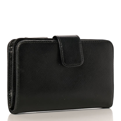 Prada Saffiano Metal Compact Wallet Black 3 of 8
