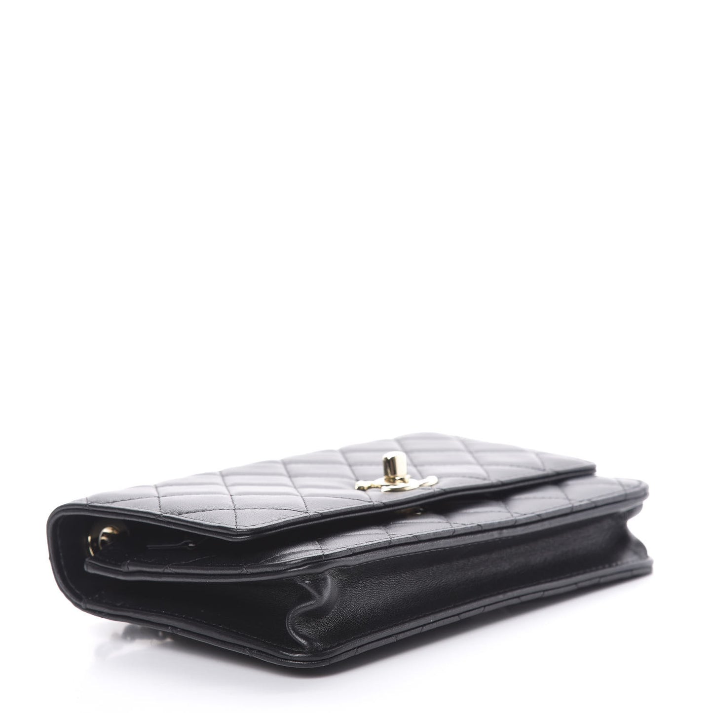 Lambskin Quilted Trendy CC Wallet On Chain WOC Black