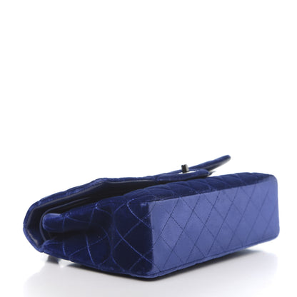 Chanel Velvet Quilted Medium Double Flap Navy Blue 4 of 13