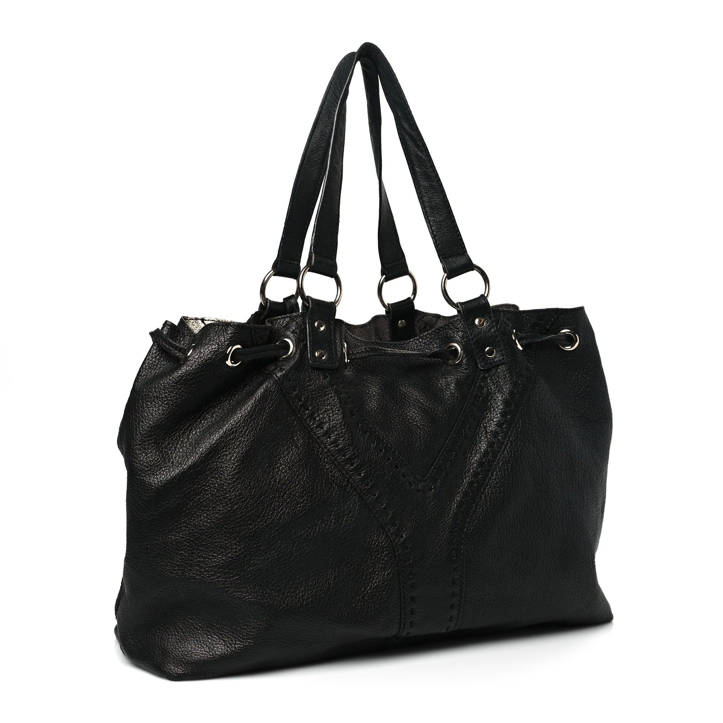 Calfskin Reversible Double Sac Y Tote Gold Black