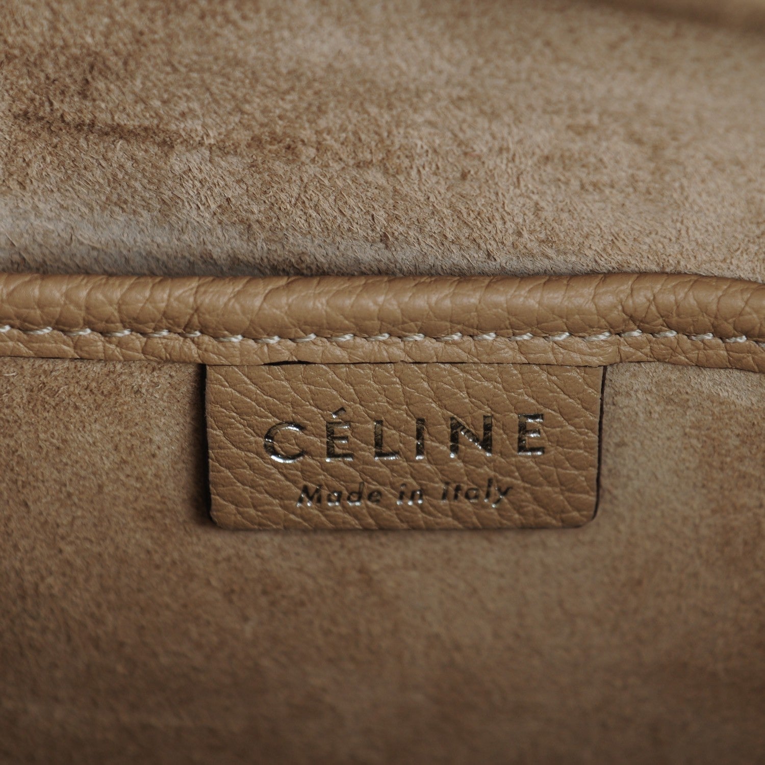 Celine Drummed Calfskin Nano Luggage Dune 6 of 7