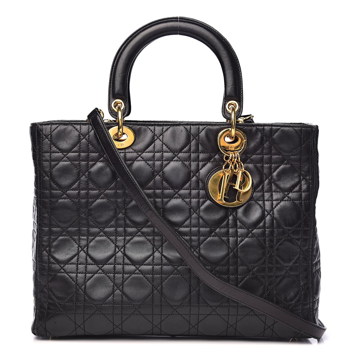 Christian Dior Lambskin Cannage Large Lady Dior Black 1 of 19