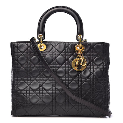 Christian Dior Lambskin Cannage Large Lady Dior Black 1 of 19