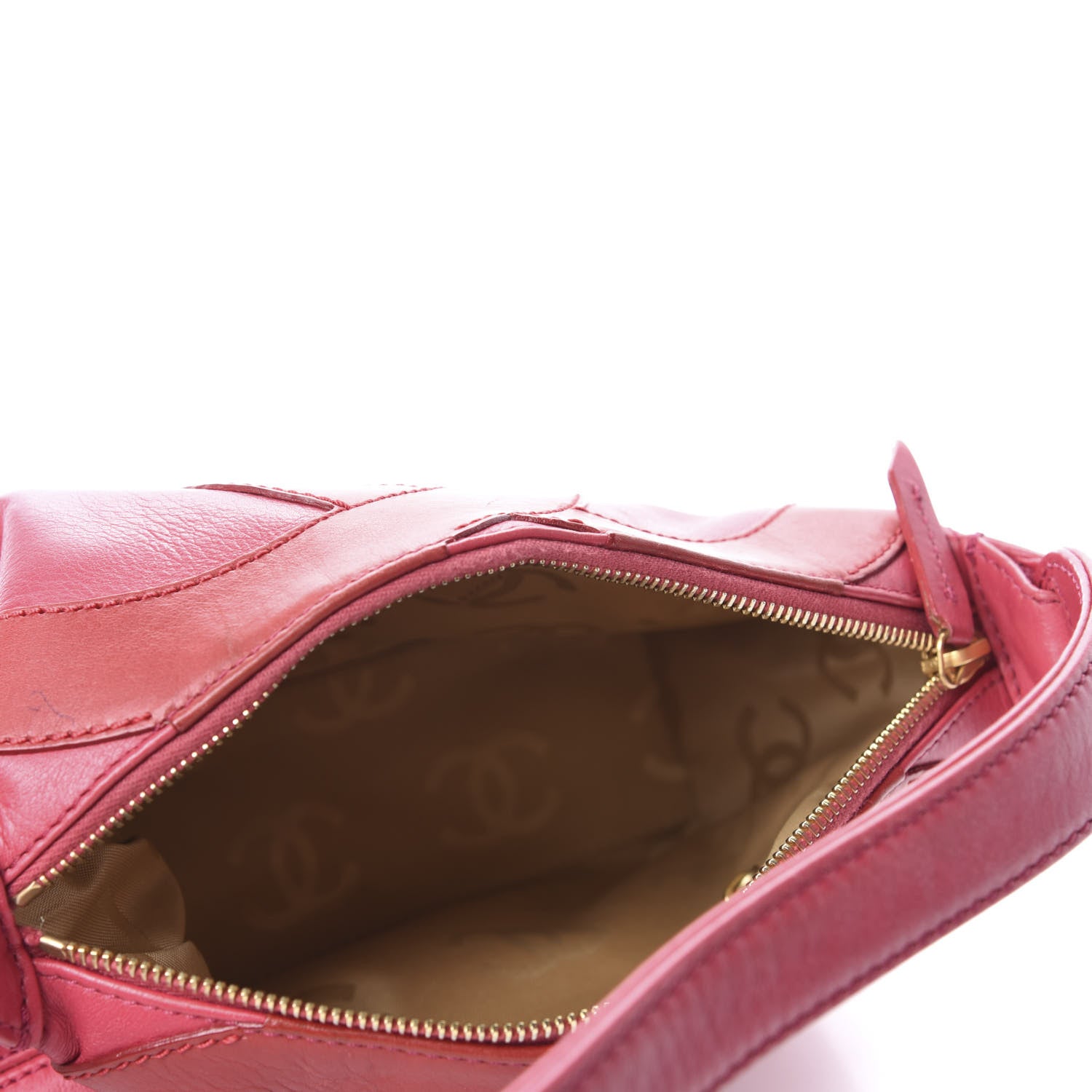 Chanel Lambskin CC Stitched Small Shoulder Bag Red Pink 5 of 12
