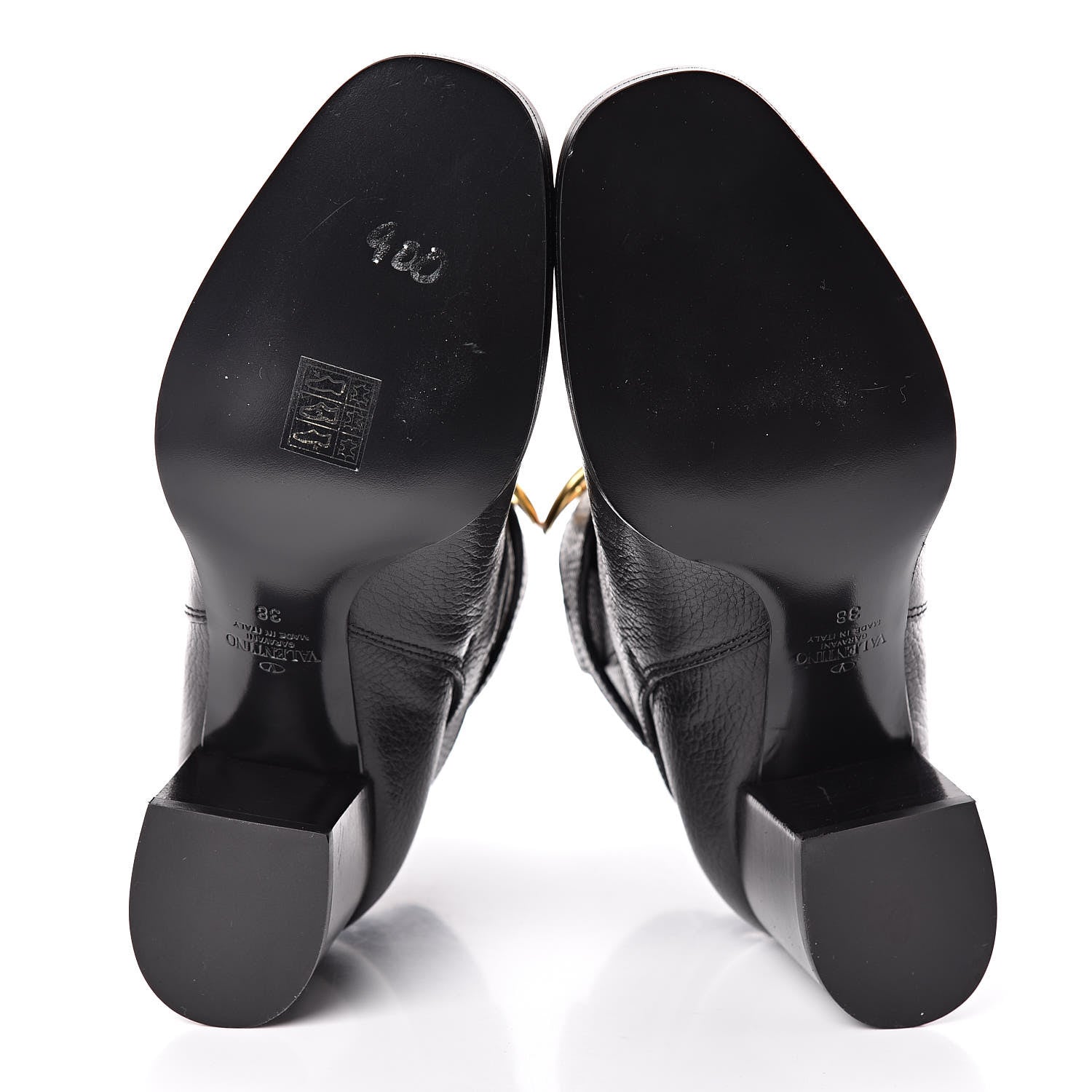 Valentino Garavani Grainy Cowhide VLOGO Ankle Boots 38 Black 5 of 7