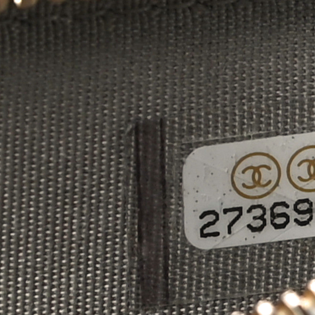 Caviar Quilted Small Boy Clutch With Chain Grey