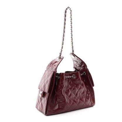 Chanel Shiny Calfskin Quilted Small Chanel 25 Handbag Burgundy 3 of 10