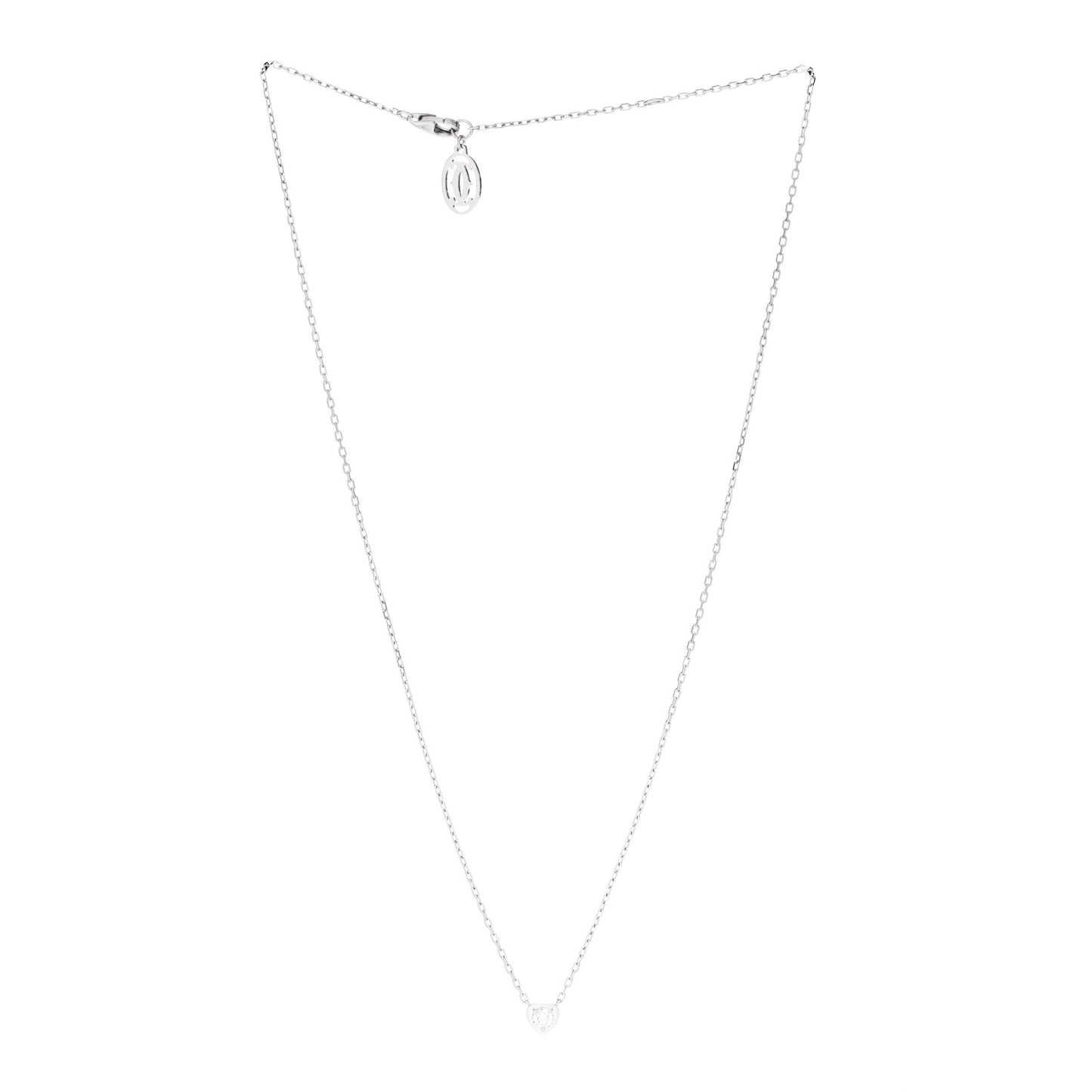 18K White Gold Diamond D'Amour Heart Pendant Necklace