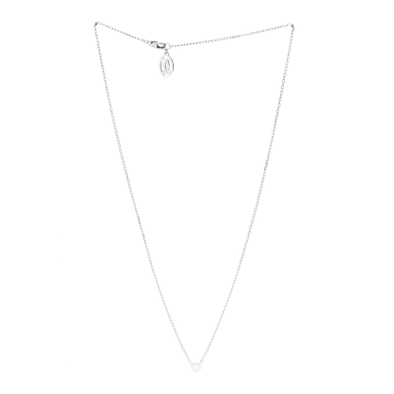 Cartier 18K White Gold Diamond D'Amour Heart Pendant Necklace 3 of 5