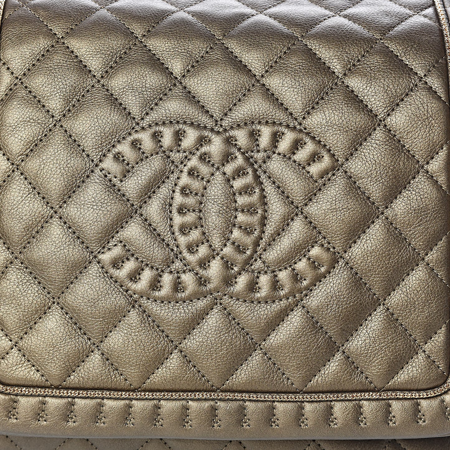 Metallic Calfskin Quilted Istanbul Accordion Flap Gold