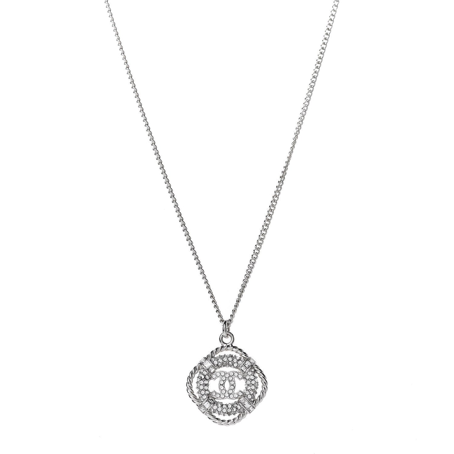 Crystal CC Life Float Necklace Silver
