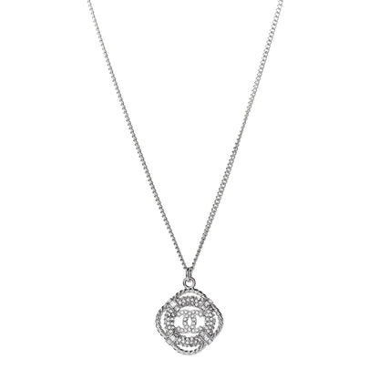 Chanel Crystal CC Life Float Necklace Silver 1 of 7