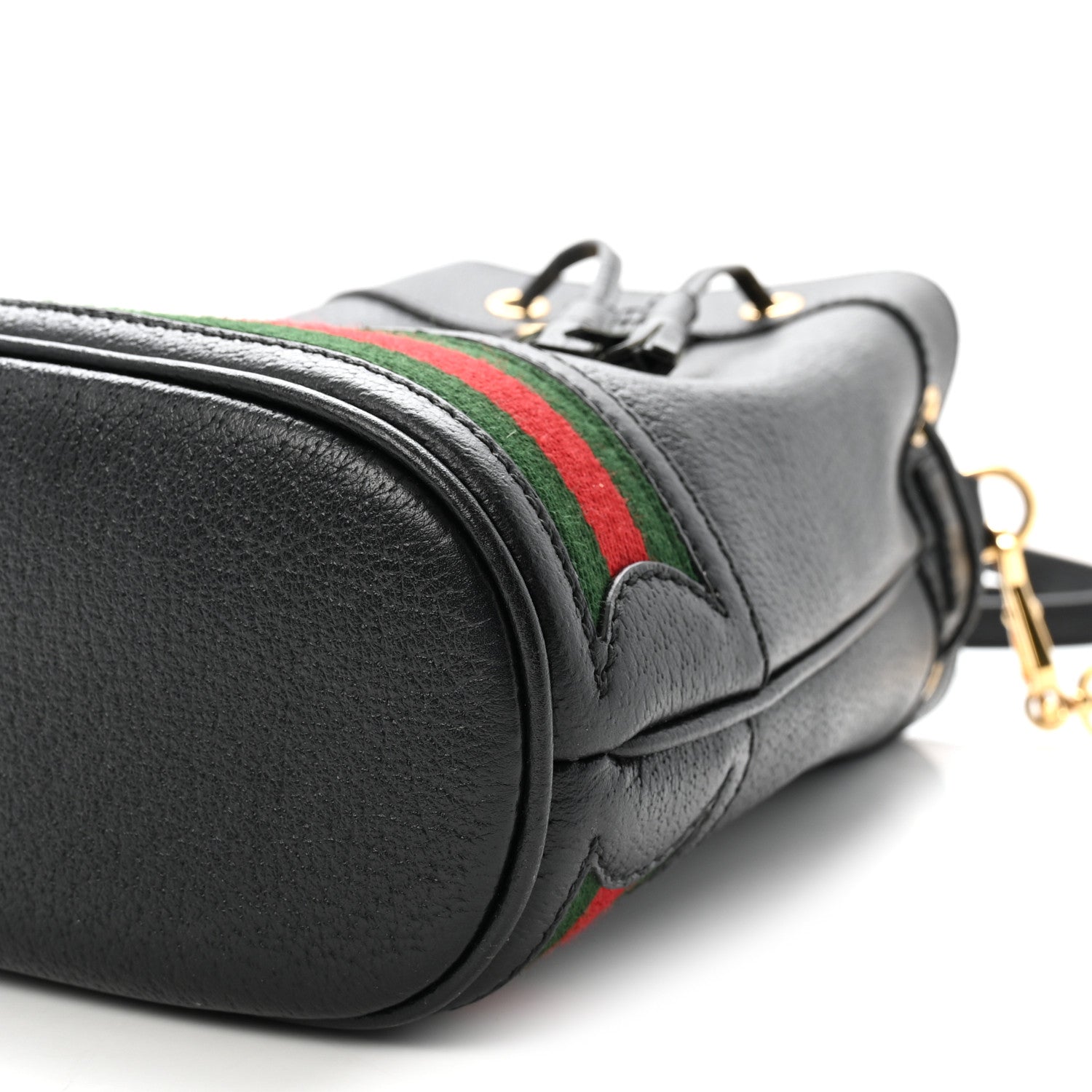 Gucci Glazed Textured Calfskin Web Small Ophidia Bucket Bag Black 10 of 10