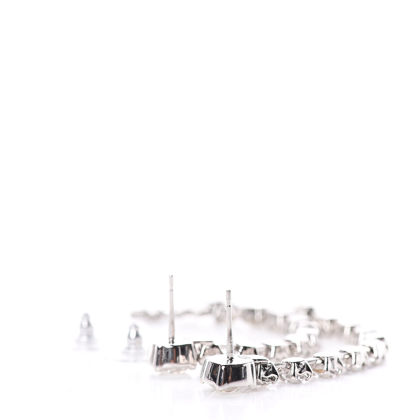 Crystal CC Drop Earrings Silver