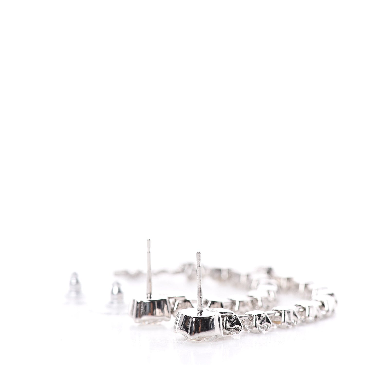 Chanel Crystal CC Drop Earrings Silver 3 of 4