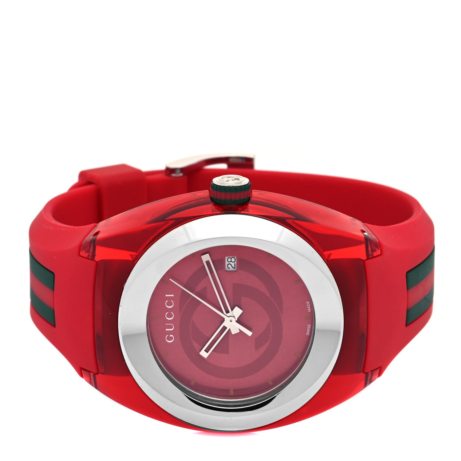 Gucci Stainless Steel Rubber 46mm Sync Web Quartz Watch Red 2 of 5