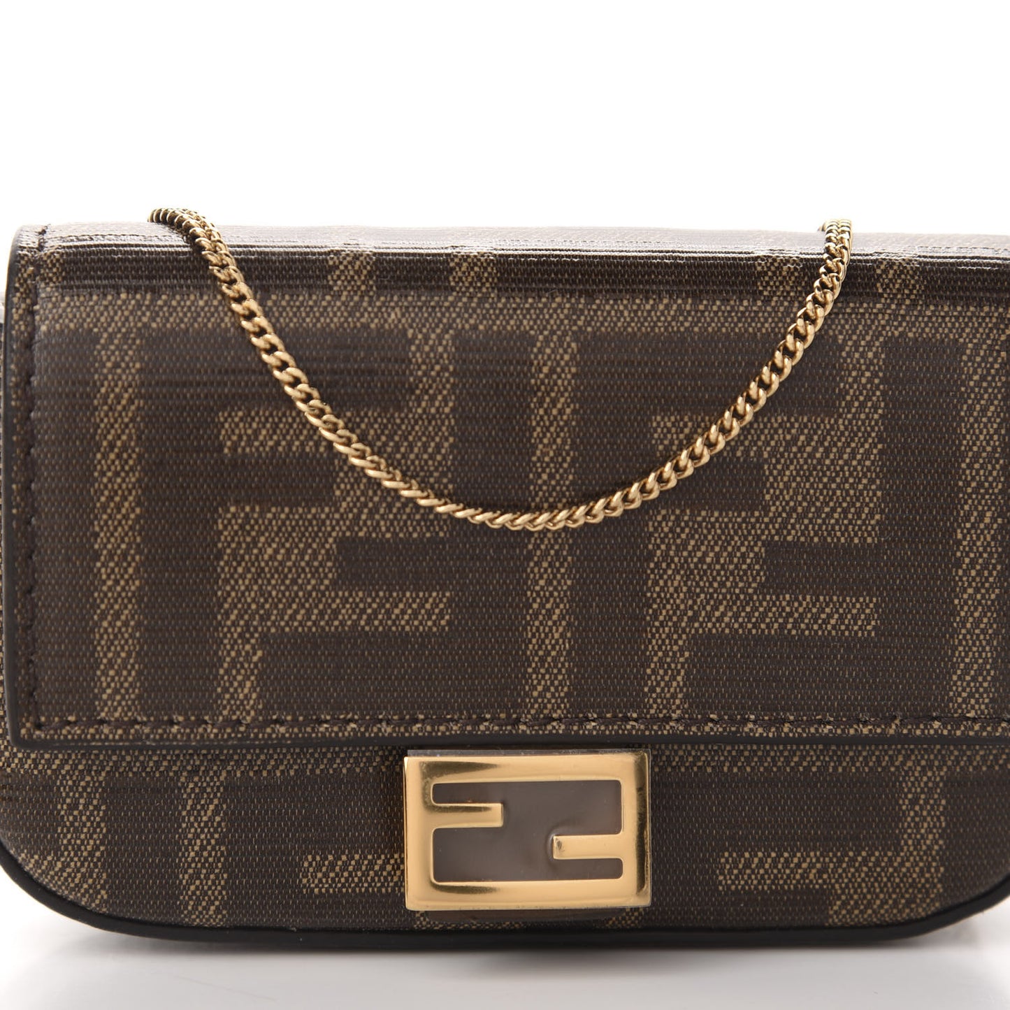 Glazed Fabric FF 1974 Nano Baguette Charm Mogano Panna