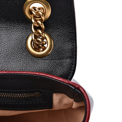 Gucci Vintage Effect Calfskin Matelasse Diagonal Striped Small Torchon GG Marmont Shoulder Bag Black Beige 9 of 11