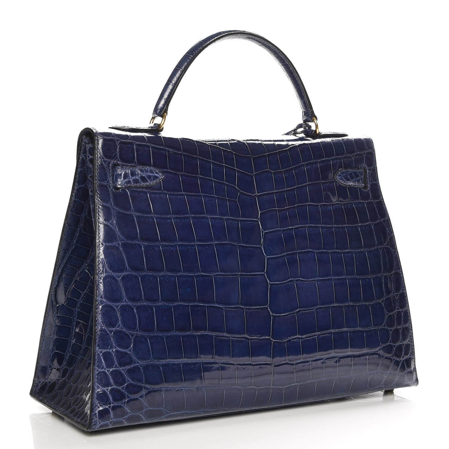 Hermes Shiny Niloticus Crocodile Kelly Sellier 32 Bleu Saphir 7 of 32