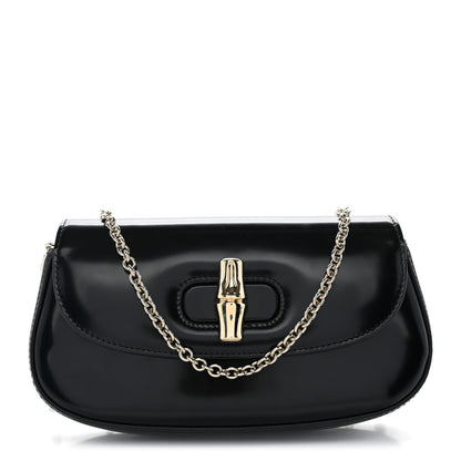 Gucci Shiny Calfskin Small Bamboo Night Bag Black 1 of 10