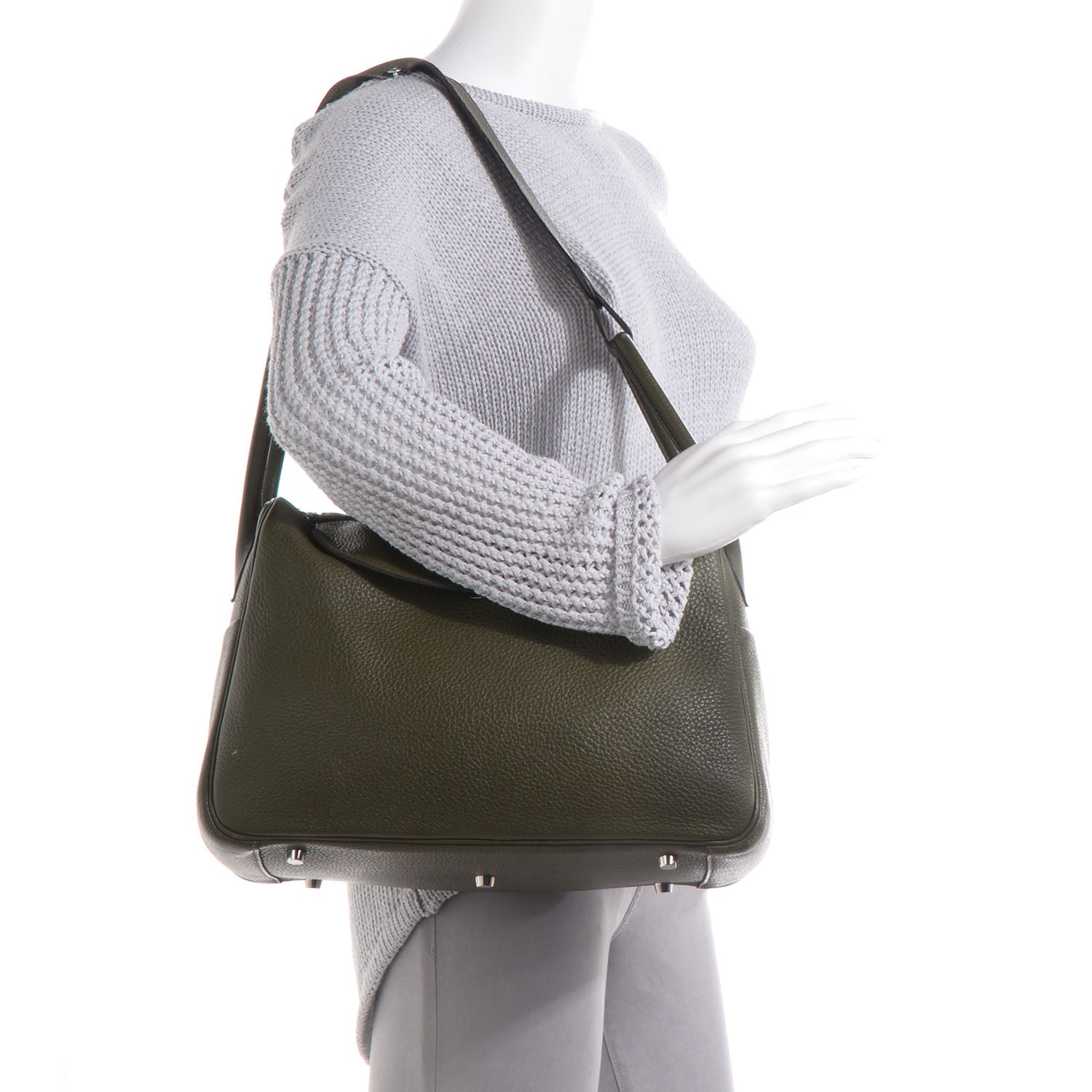 Hermes Taurillon Clemence Lindy 34 Vert Bronze 2 of 7