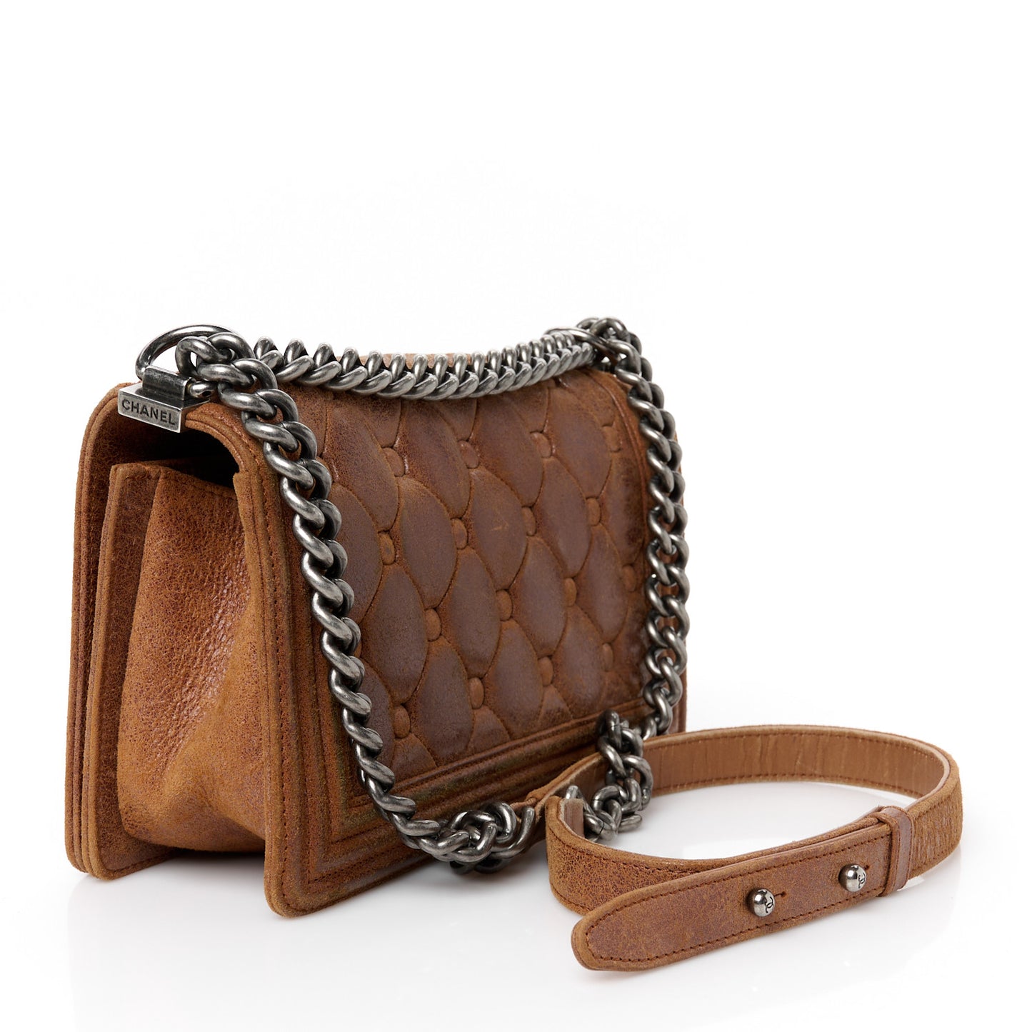 Goatskin Chesterfield Quilted Medium Celtic Boy Flap Brown