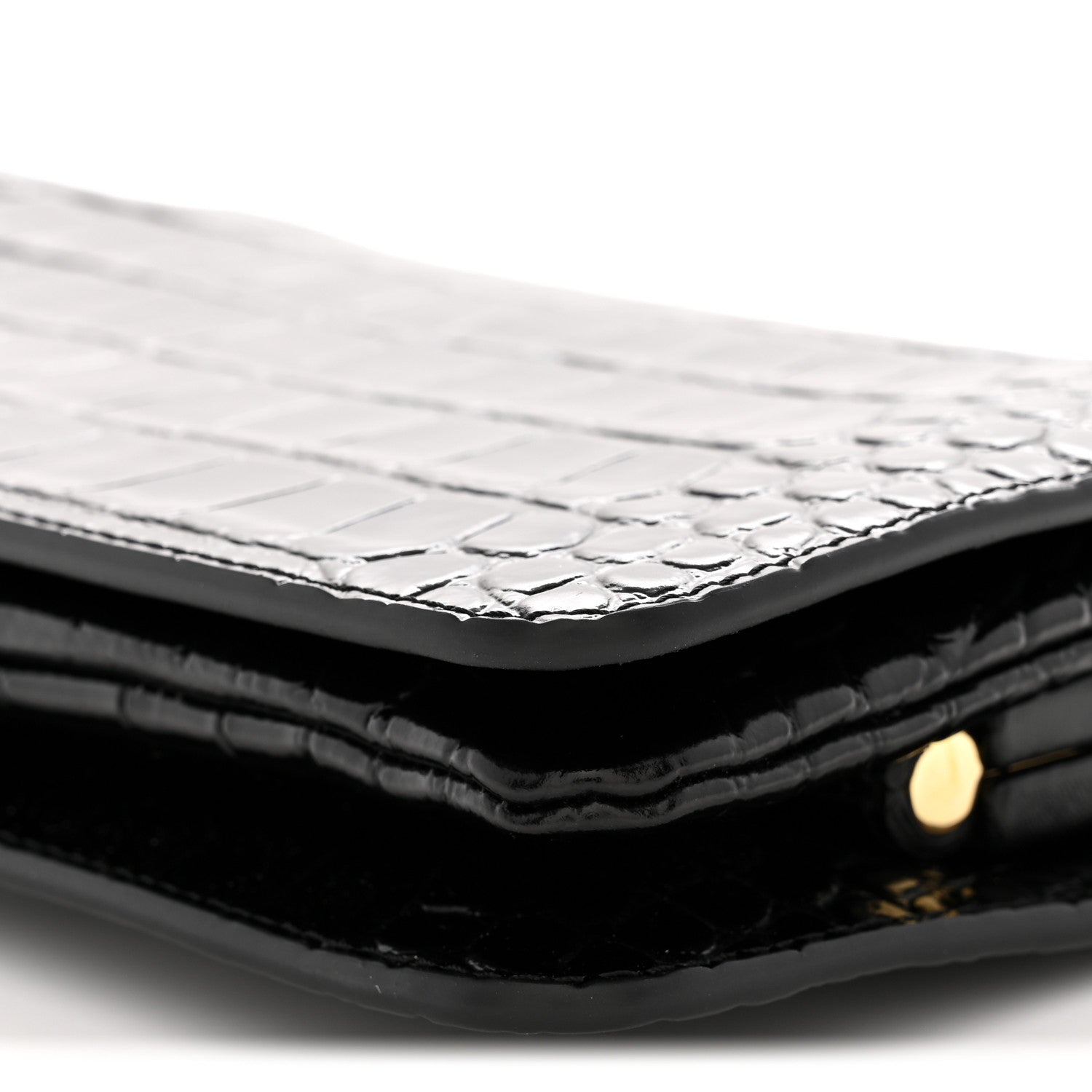 Chanel Calfskin Crocodile Embossed CC Clutch Black 10 of 10