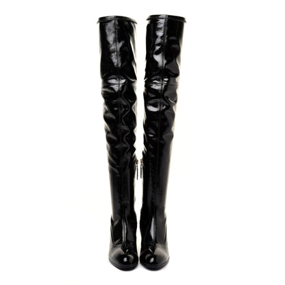 Gucci Patent Pryntil Over The Knee Boots 35.5 Black 2 of 9