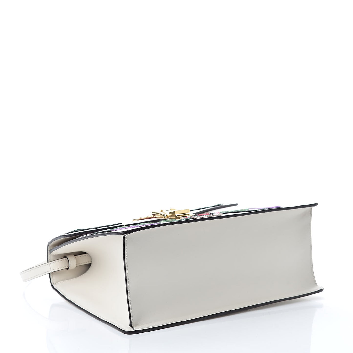 Calfskin Embroidered Medium Sylvie Top Handle Bag White