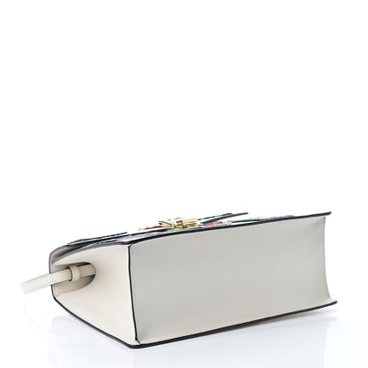 Gucci Calfskin Embroidered Medium Sylvie Top Handle Bag White 4 of 10