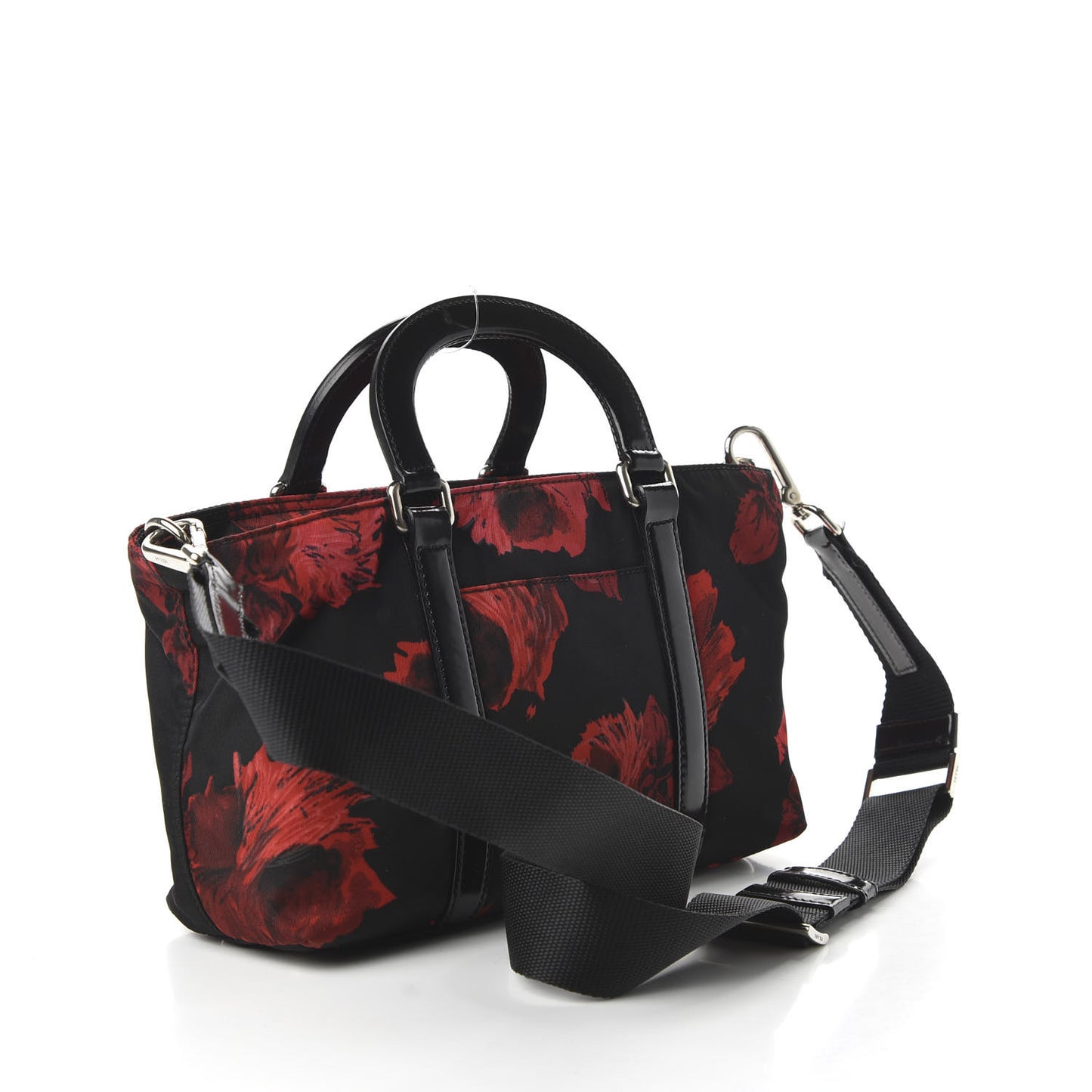 Tessuto Nylon Rose Satchel Black Rosso