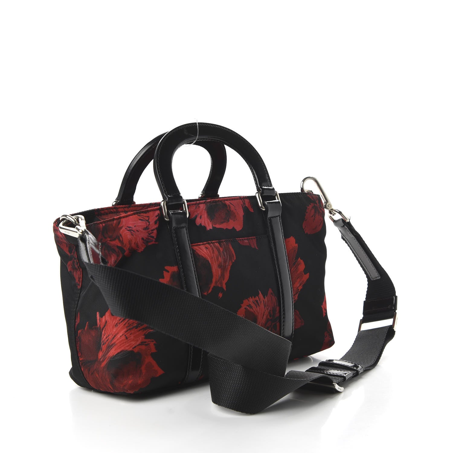 Prada Tessuto Nylon Rose Satchel Black Rosso 3 of 10