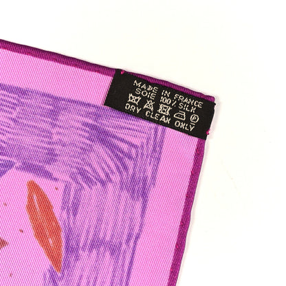 Hermes Silk Chacun Fait Son Nid Scarf 90 Cyclamen Violet Rouge 4 of 4