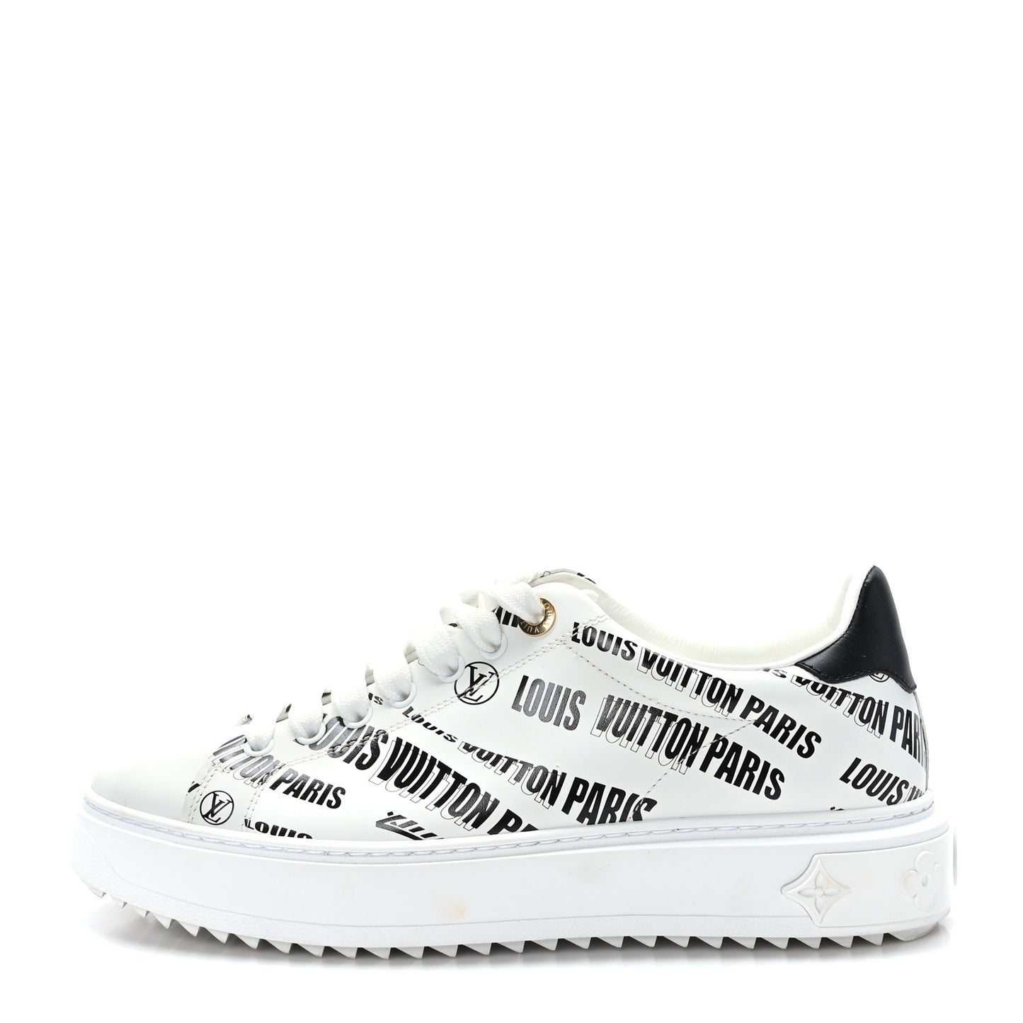Calfskin Printed Time Out Trainer Sneakers 38.5 White