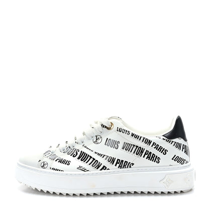 Louis Vuitton Calfskin Printed Time Out Trainer Sneakers 38.5 White 1 of 8